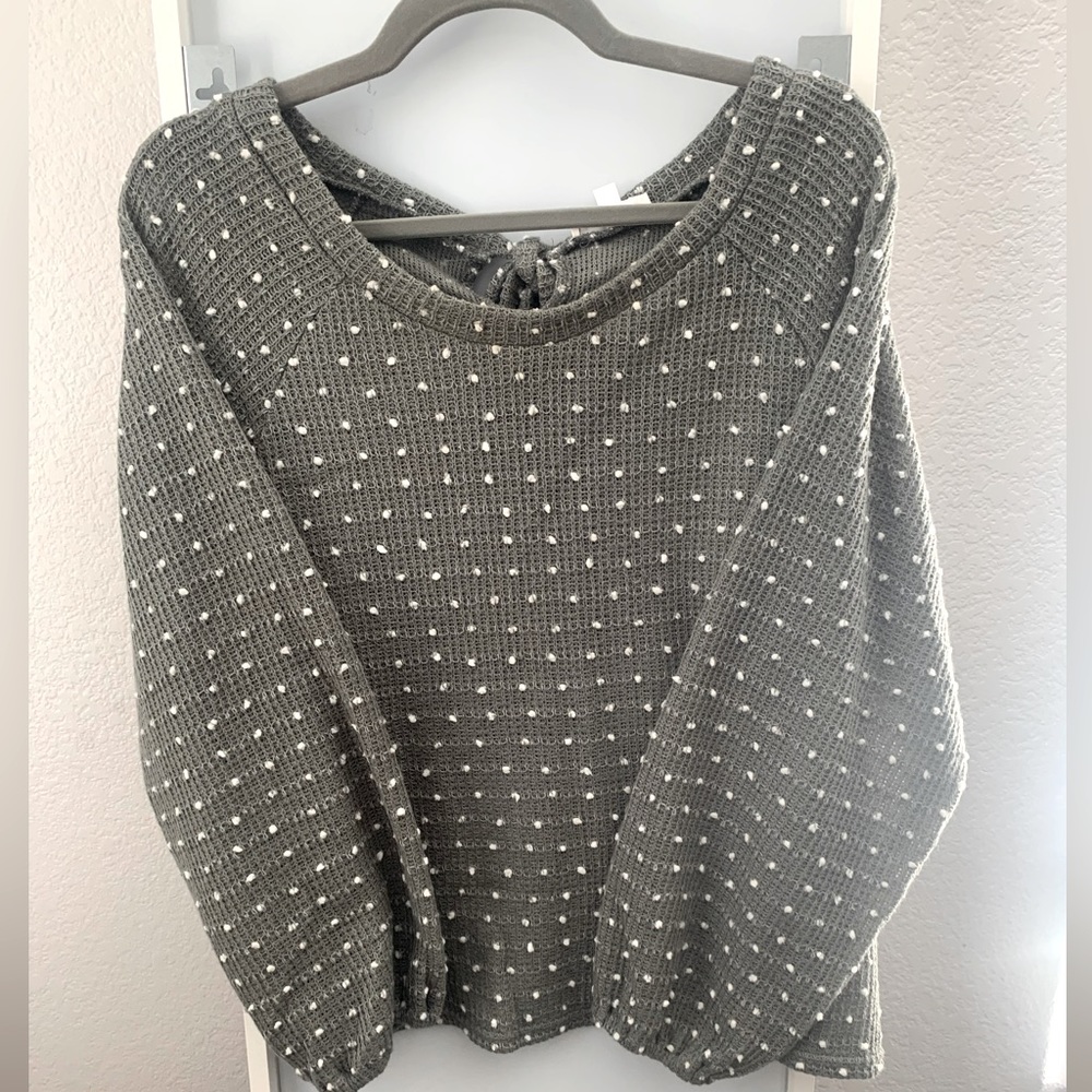 Blu Pepper from Dry Goods Size Medium Sage Green Polka Dot Long Sleeve Blouse